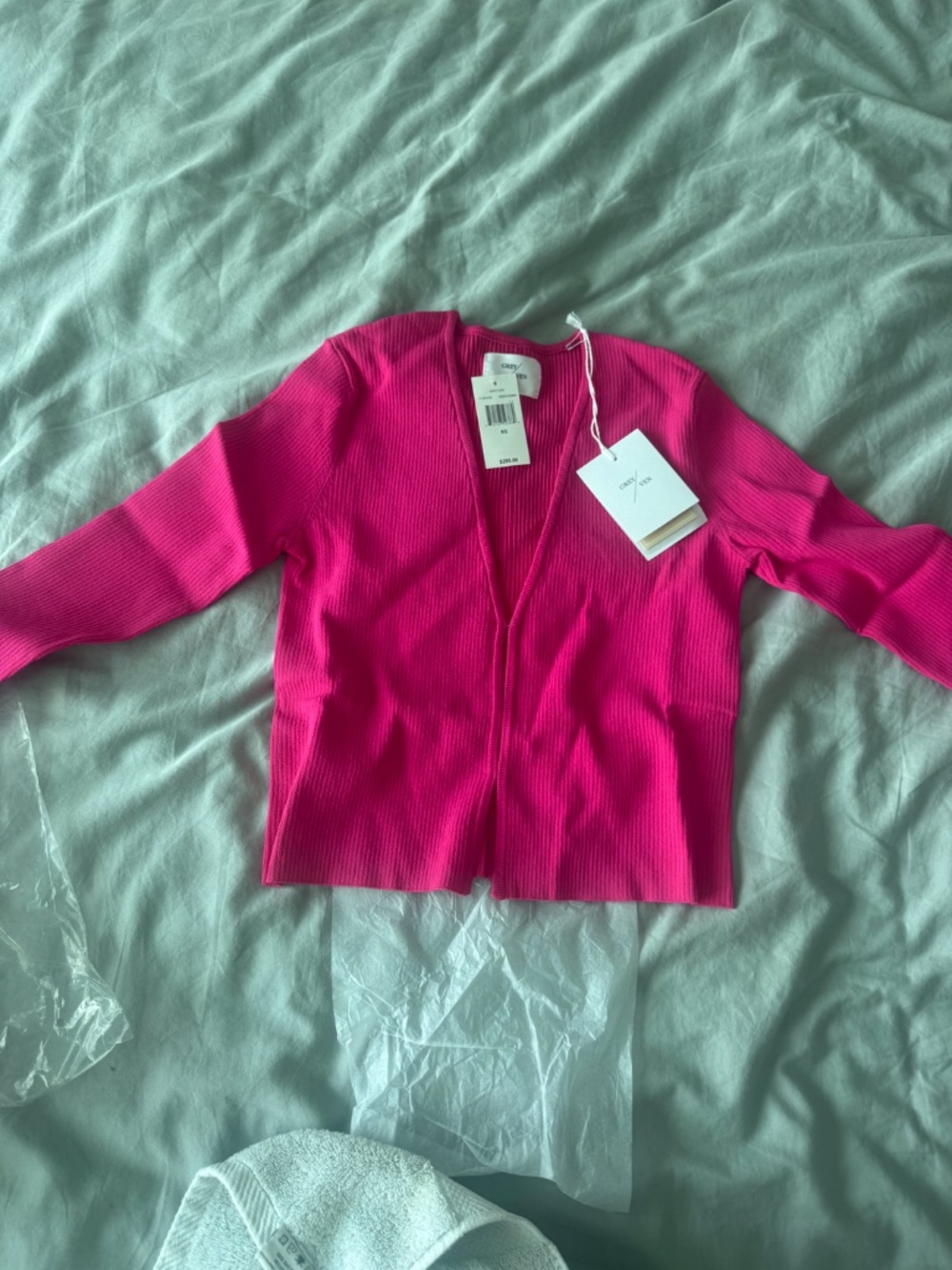 Grey/Ven Gemma Ribbed Cardigan, Fuchsia, XS nwt